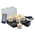 Zestaw ładowalnych podgrzewaczy LED 3D DORSETTO – 6 sztuk z pilotem, timerem, bazą ładującą i matowymi uchwytami