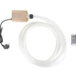 Zestaw LED nieba gwiazd (400 gwiazd) z złotą jednostką sterującą, białymi światłowodami 4,5 m, zasilaczem i wielokolorowym pilotem – idealny do stworzenia własnego nieba gwiazd