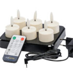 marmer oplaadbare LED waxine kaarsjes 105 uur -waterdicht- met Afstandsbediening – 6 Stuks – timerfunctie