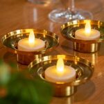 3 ledwaxinelichtjes in houder met een wijnglas