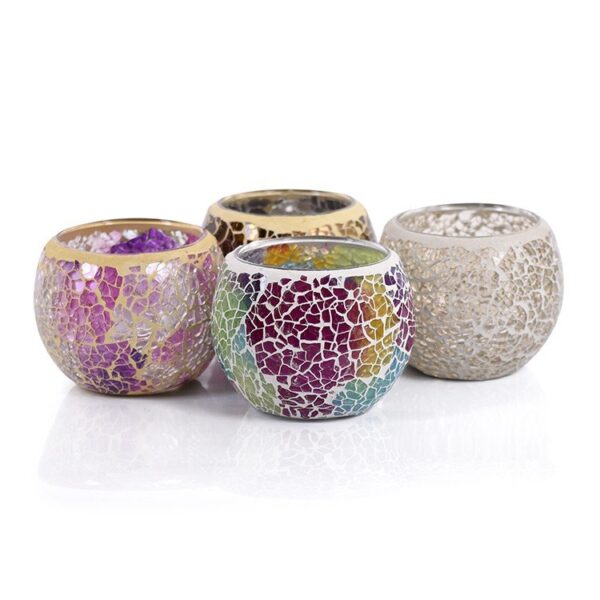 Waxinelichthouder 8,5 CM Dorsetto mozaïek wit