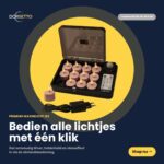 Pudełko zawiera 12 różowych tealightów LED wielokrotnego ładowania (czas działania do 400 godzin) z pilotem zdalnego sterowania. Holenderski tekst podkreśla łatwą obsługę jednym kliknięciem.